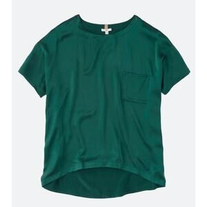 Lunya Size Medium Women's Washable Forest Green Silk Oversize Short Sleeve Tee